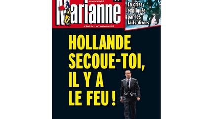 Pourtant nettement plus mod&eacute;r&eacute; que "Valeurs Actuelles", l'hebdomadaire "Marianne" interpelle s&egrave;chement, lui aussi,&nbsp;le chef de l'Etat. "Il y a le feu !", s'alarme le magazine. (MARIANNE)