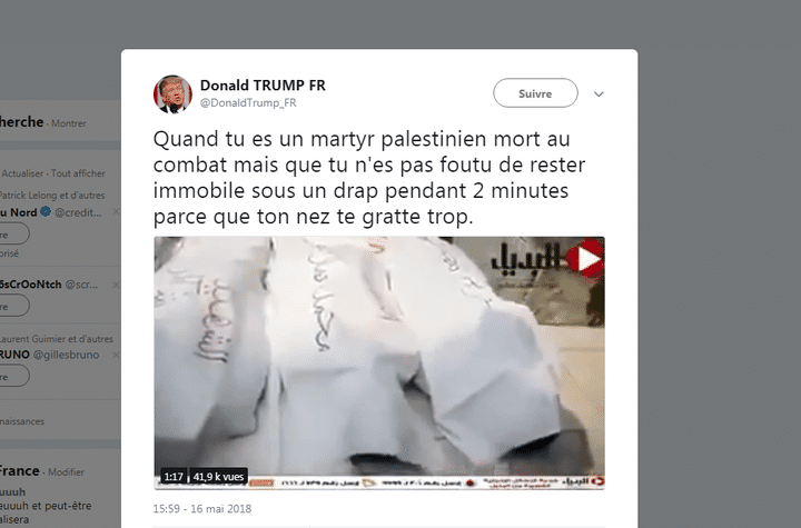 Une vidéo partagée des milliers de fois sur Twitter est censée prouver que le Hamas met en scène de fausses victimes (Capture d'écran Twitter)