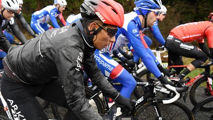 Le leader colombien de l'équipe&nbsp;Arkéa-Samsic, Nairo Quintana, lors du Paris-Nice, le 10 mars 2020. (ALAIN JOCARD / AFP)