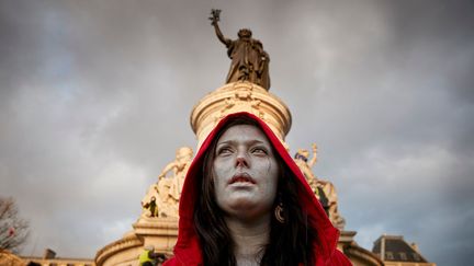 Marianne chez les Gilets Jaunes, place de la République à Paris, lors de la manifestation du 2 février 2019.&nbsp; (GETTY IMAGES)