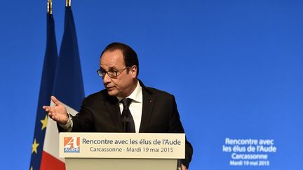 Fran&ccedil;ois Hollande lors d'un discours &agrave; Carcassonne (Aude), le 19 mai 2015.&nbsp; (PASCAL PAVANI / AFP)