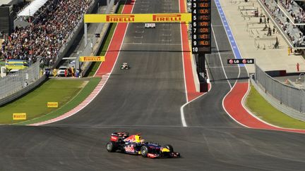 Sebastian Vettel au bout de la ligne droite d'Austin