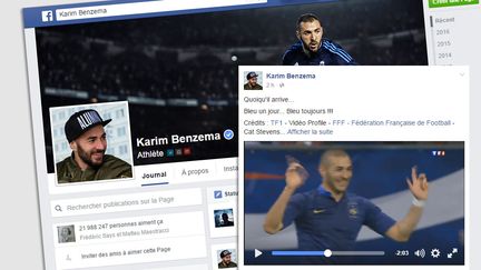 &nbsp; ("Quoiqu'il arrive, Bleu un jour... Bleu toujours" a posté mercredi Karim Benzema sur Facebook (capture d'écran Facebook))