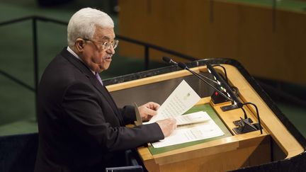 Le président palestinien Mahmoud Abbas prend la parole devant l'Assemblée générale des Nations Unies, le 22 septembre 2016, à New York (Etats-Unis).&nbsp; (SIPANY / SIPA)