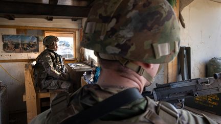 Des soldats américains sont présents à Bagdad (Irak), le 30 mai 2021. (JOHN MOORE / GETTY IMAGES NORTH AMERICA / AFP)