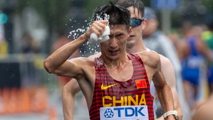 Le Chinois Zhaozhao Wang lors de la finale de la marche athlétique 20 km des championnats du monde d'athlétisme, à Budapest (Hongrie), le 19 août 2023. (MAXPPP)