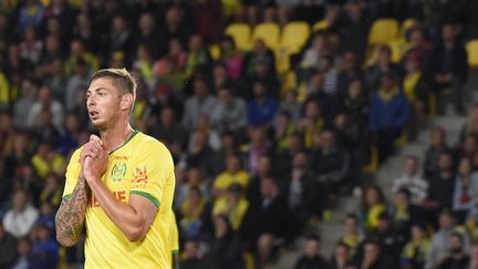 Le footballeur&nbsp;Emiliano Sala lors d'un match au stade La Beaujoire, à Nantes (Loire-Atlantique), le 25 août 2018. (SEBASTIEN SALOM GOMIS / AFP)