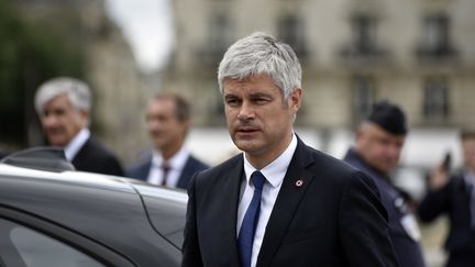 Laurent Wauquiez assiste aux funérailles de Serge Dassault, à Paris le 1er juin 2018. (AVENIR PICTURES / CROWDSPARK / AFP)