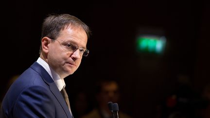 Vladimir Medinski, alors ministre la Culture russe, lors de l'inauguration de la cathédrale orthodoxe de la Sainte-Trinité et du centre culturel russe, à Paris, le 19 octobre 2016.&nbsp; (MAXPPP)