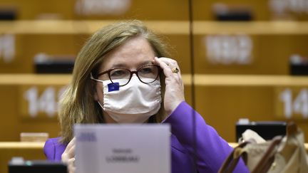 La députe européenne LREM Nathalie Loiseau au parlement européen de Bruxelles, en juin 2020. (JOHN THYS / AFP)