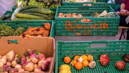 Pour lutter contre le gaspillage alimentaire, des entreprises redonnent une nouvelle vie aux fruits et légumes écartés des rayons pour des raisons esthétiques.&nbsp; (BRUNO LEVESQUE / MAXPPP)