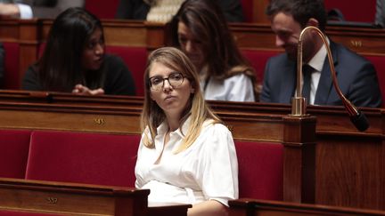 Aurore Bergé, députée Renaissance des Yvelines et présidente du groupe à l'Assemblée nationale, le 2 août 2022 (S?BASTIEN MUYLAERT / MAXPPP)