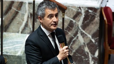 Le ministre de l'Intérieur, Gérald Darmanin, le 24 octobre 2023, à l'Assemblée Nationale, à Paris. (ALEXIS SCIARD / MAXPPP)