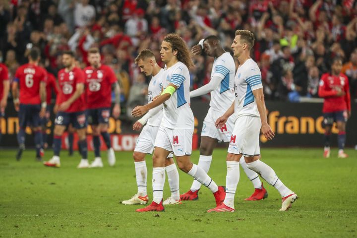 Les Marseillais lors de la défaite à Lille, au stade Pierre Mauroy, le 3 octobre&nbsp;2021. (SPEICH FRÃ©DÃ©RIC / MAXPPP)