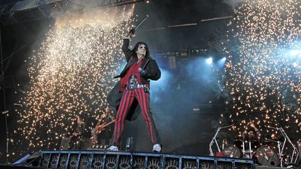 Le légendaire Alice Cooper sur la scène d'Art Rock en 2014, à Saint-Brieuc. (FRANCOIS DESTOC / MAXPPP)