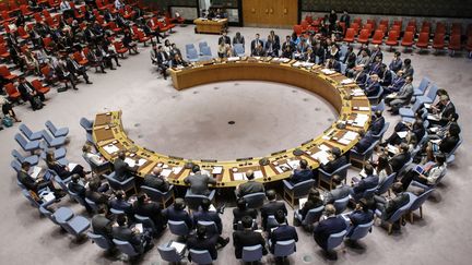 Le Conseil de sécurité de l'ONU réuni après le tir d'un missile nord-coréen au-dessus du Japon, à New York, le 29 août 2017.&nbsp; (KENA BETANCUR / AFP)