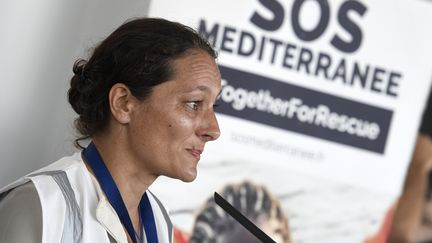 Sophie Beau, directrice générale de SOS Méditerranée, le 17 juin 2018 à Valence, en Espagne. (JOSE JORDAN / AFP)