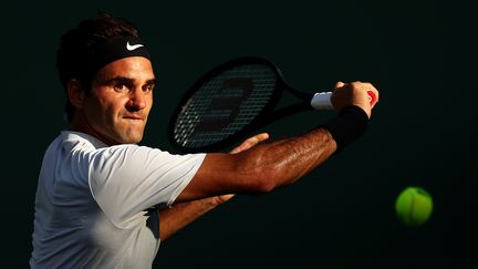 Rodger Federer, le 24 mars 2018 à Miami, aux Etats-Unis. (CLIVE BRUNSKILL / GETTY IMAGES NORTH AMERICA / AFP)