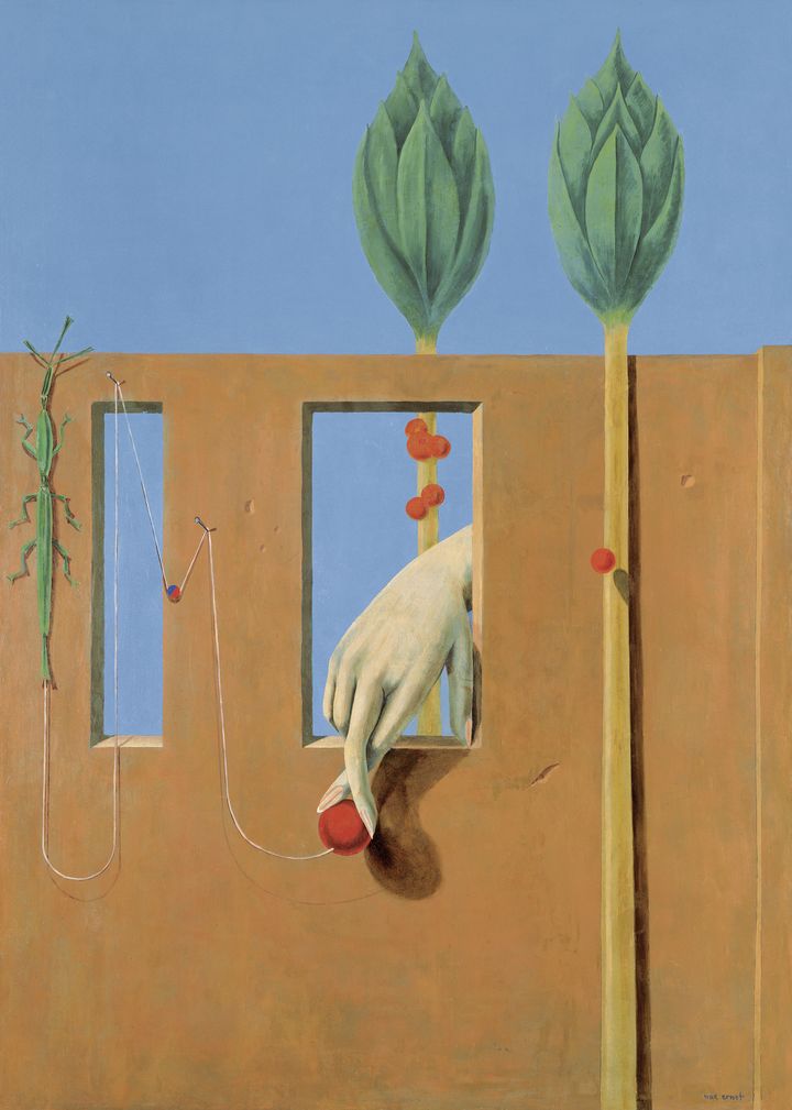 Max Ernst, "Au Premier Mot limpide", 1923. Huile sur pl&acirc;tre, report&eacute; sur toile, 232 &times; 167 cm. Kunstsammlung Nordrhein-Westfalen, D&uuml;sseldorf. (2013, PROLITTERIS, ZURICH / PHOTO WALTER KLEIN, DÜSSELDORF)