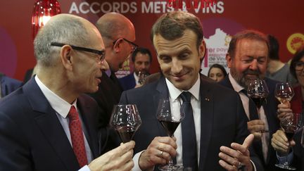 Le président de la République Emmanuel Macron en visite au Salon de l'agriculture, le 24 février 2018 à Paris. (STEPHANE MAHE / AFP)