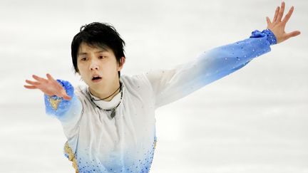 Le patineur japonais, Yuzuru Hanyu, lors de son programme court.