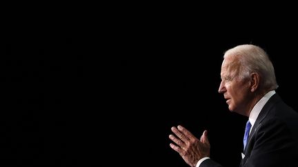 Joe Biden lors de son discours de clôture de la convention nationale démocrate, diffusé en direct depuis Wilmington, dans le Delaware (Etats-Unis), le 21 août 2020. (WIN MCNAMEE / GETTY IMAGES NORTH AMERICA)