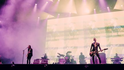 Le groupe Placebo lors du festival Rock en Seine, à Paris, le 25 août 2023. (LOUIS COMAR)