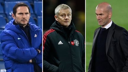 Franck Lampard, Ole Gunnar Solskjaer et Zinedine Zidane ont connu des fortunes diverses pour leurs retours dans leurs clubs de toujours.&nbsp; (AFP)