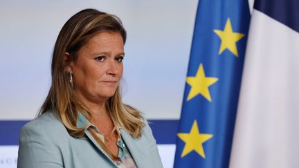 La porte-parole du gouvernement, Olivia Grégoire, participe à un point-presse à l'Elysée, le 14 juin 2022. (LUDOVIC MARIN / AFP)