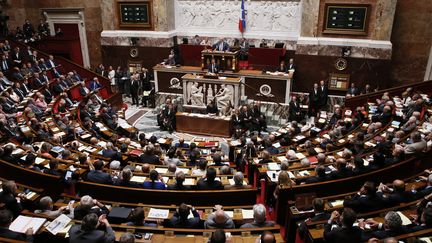 Le Premier ministre Manuel Valls, le 16 septembre 2014 &agrave; l'Assembl&eacute;e nationale. (PATRICK KOVARIK / AFP)