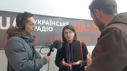 Irina Slavinska, productrice à Suspilne Kultura, une chaîne du groupe audiovisuel public&nbsp;ukrainien, Natsionalna Suspilna Teleradiokompaniia Ukrainy. (FRANCEINFO / RADIO FRANCE)