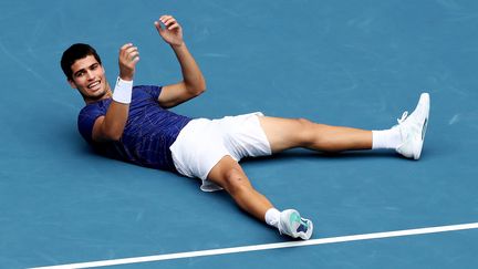 Le joueur espagnol savoure sa première victoire sur un Masters 1000 à Miami, le 3 avril 2022. (MEGAN BRIGGS / GETTY IMAGES NORTH AMERICA / AFP)