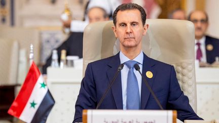 Le président syrien Bachar al-Assad lors d'une réunion d'urgence de la Ligue arabe et de l'Organisation de la coopération islamique, le 11 novembre 2023, à Riyad. (SAUDI PRESS AGENCY / AFP)