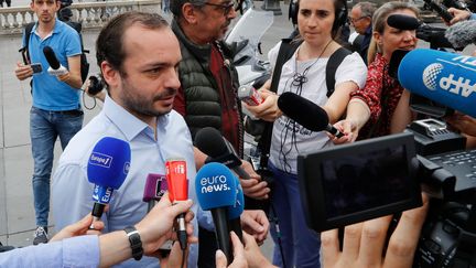 François Lambert, le neveu de Vincent Lambert, lors d'une conférence de presse place de la République, à Paris, le 11 juillet 2019. (FRANCOIS GUILLOT / AFP)