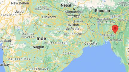 Un pont ferroviaire en construction s'est effondré à Sairang, en Inde, faisant plusieurs victimes, le 23 août 2023. (GOOGLE MAPS)