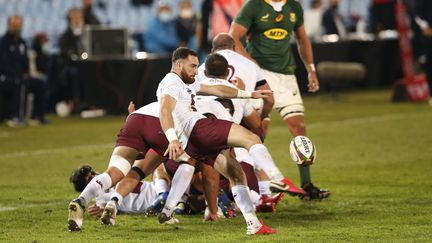 Le demi de mêlée géorgien&nbsp;Vasil Lobzhanidze, lors d'un test-match en Afrique du Sud au mois de juillet. (PHILL MAGAKOE / AFP)