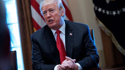 Le président américain, Donald Trump, lors d'une réunion à la Maison Blanche à Washington D.C (Etats-Unis), le 1er mars 2018.&nbsp; (MANDEL NGAN / AFP)