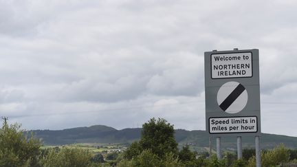 Un panneau à la frontière nord-irlandaise, en juin 2016 (CLODAGH KILCOYNE / REUTERS)