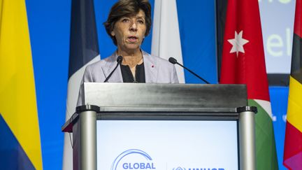 The Minister of Foreign Affairs, Catherine Colonna, on December 13, 2023, in Geneva (Switzerland).  (JEAN-GUY PYTHON / AFP)