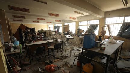 Une école attaquée par l'armée israélienne dans le quartier de Zaytoun, à Gaza, le 21 septembre 2024. (DAWOUD ABO ALKAS / ANADOLU / AFP)