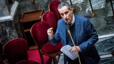 Green deputy Nicolas Thierry during the examination of the proposed law on the ban on PFAS, at the National Assembly, in Paris, April 4, 2024. (XOSE BOUZAS / HANS LUCAS / AFP)