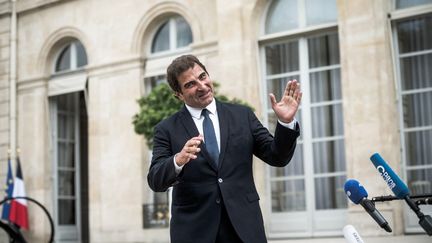 Christian Jacob à l'issue de son entretien avec Emmanuel Macron, le 21 juin 2022 au palais de l'Elysée, à Paris. (ARTHUR NICHOLAS ORCHARD / HANS LUCAS / AFP)