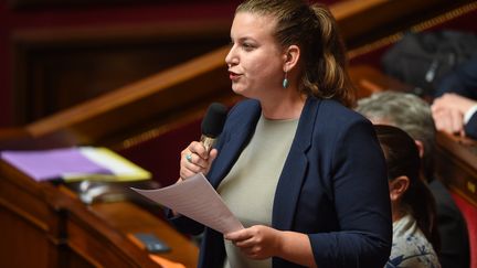 Mathilde Panot, députée La France insoumise, lors des questions au gouvernement à l'Assemblée nationale, le 4 juin 2019. (LUCAS BARIOULET / AFP)