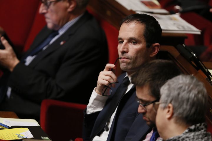 Le d&eacute;put&eacute; PS Beno&icirc;t Hamon, le 17 f&eacute;vrier 2015, &agrave; l'Assembl&eacute;e nationale (Paris). (PATRICK KOVARIK / AFP)