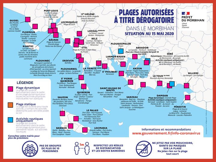 La carte des plages du Morbihan (Département du Morbihan)