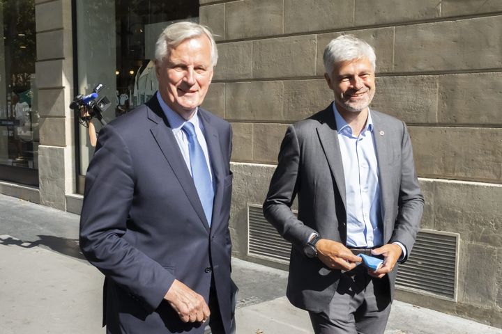 Michel Barnier et Laurent Wauquiez, à Paris, le 20 juillet 2021. (MAXPPP)