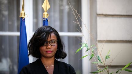 La nouvelle ministre déléguée à l'Egalité femmes-hommes, Elisabeth Moreno, lors de sa prise de fonction, à Paris, le 7 juillet 2020. (ELKO HIRSCH / HANS LUCAS / AFP)