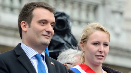 Florian Philippot et Marion Mar&eacute;chal-Le Pen, le 1er mai 2013 &agrave; Paris. (ERIC FEFERBERG / AFP)