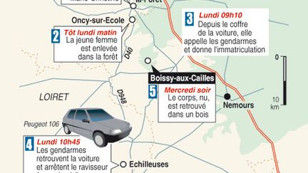 Carte et chronologie de l'enlèvement (AFP)