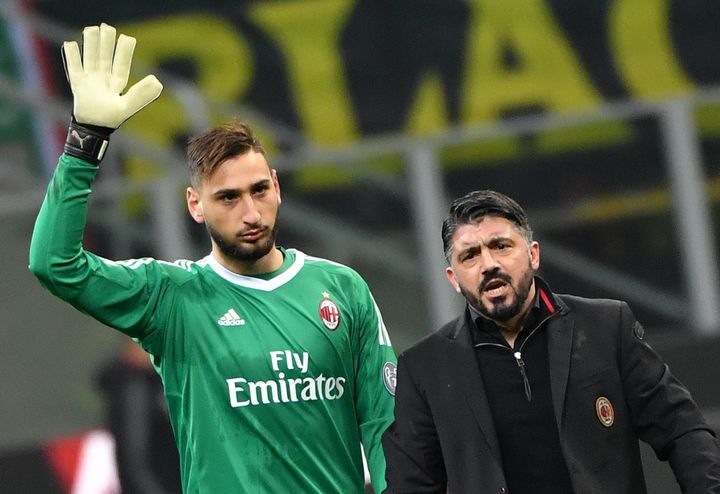 Gianluigi Donnarumma et Gennaro Gattuso (DANIEL DAL ZENNARO / ANSA)